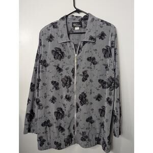 Vintage Silver Threads LTD Bomber Jacket Size XL Full Zip Floral Made USA